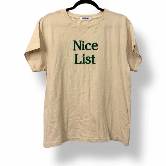 DAYDREAMER Nice List Shirt Cream & Green Velvet - Picture 2 of 5